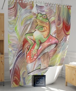 Funky Frog Grumpy Frog Psychedelic Shower Curtain