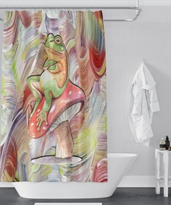 Funky Frog Grumpy Frog Psychedelic Shower Curtain