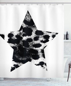 Funky Leopard Print Shower Curtain, Geometric Bathroom Decor