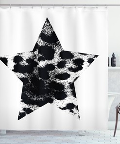 Funky Leopard Print Shower Curtain, Geometric Bathroom Decor