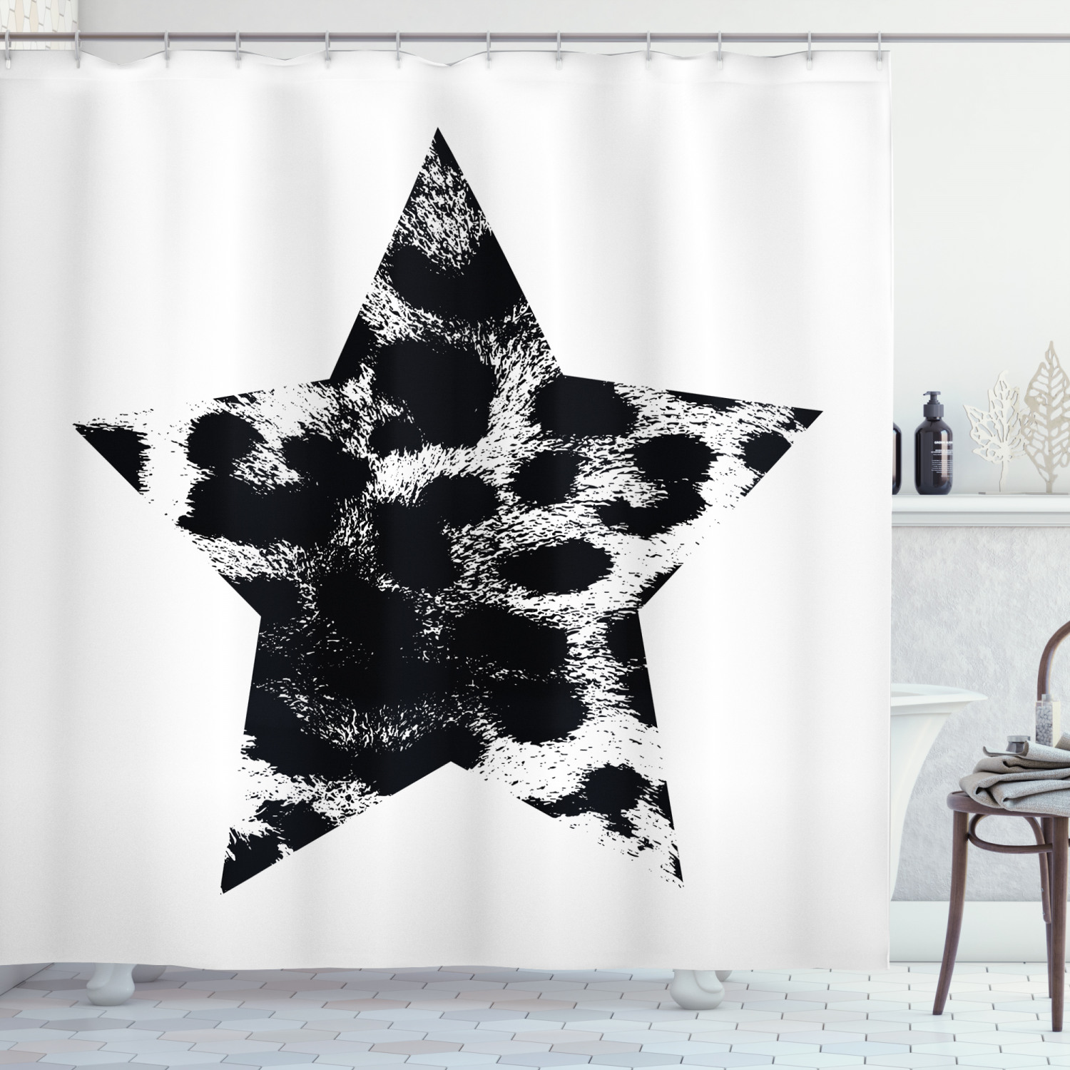 Funky Leopard Print Shower Curtain, Geometric Bathroom Decor