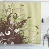Funky Retro Flower Grunge Dragonfly Shower Curtain For An Artistic Bath