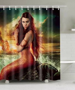 Funky and Classy Mermaid Retro Shower or Bath Curtain Set