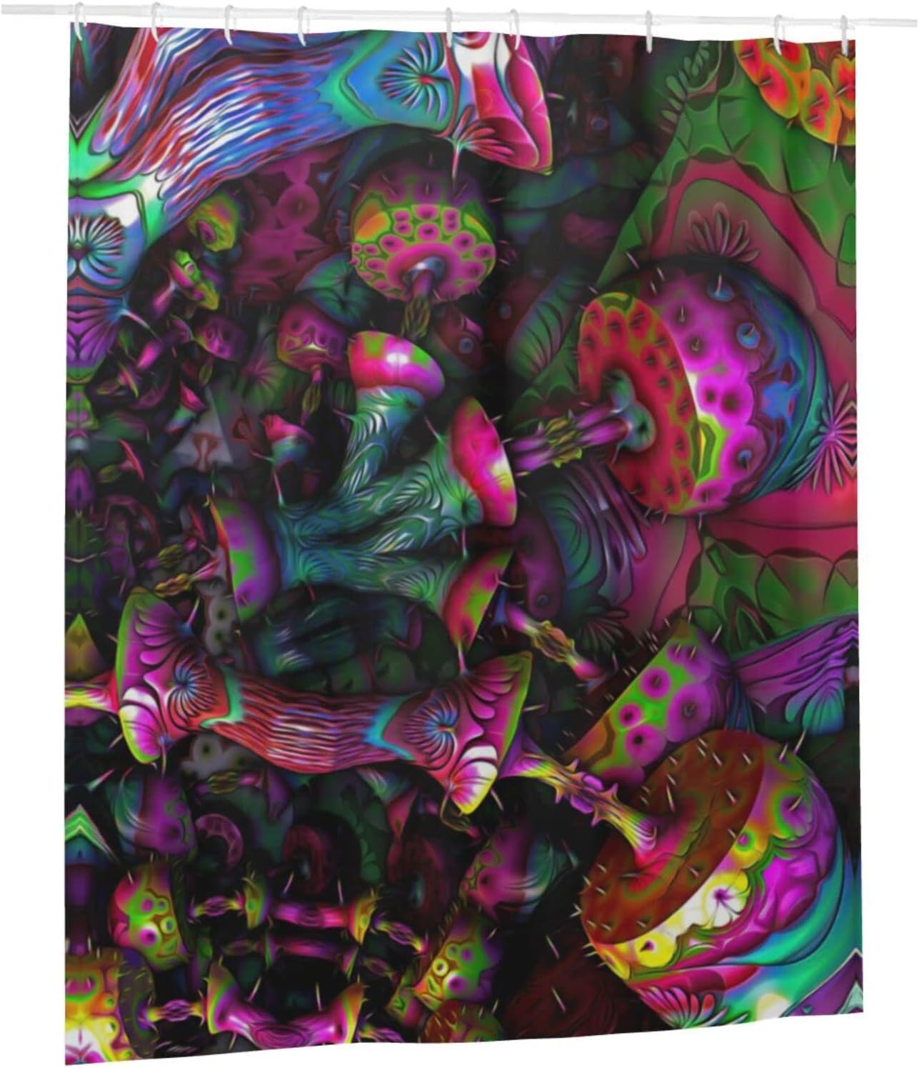 Funky and Unique Trippy Mushroom Shower Curtain with 3D Design