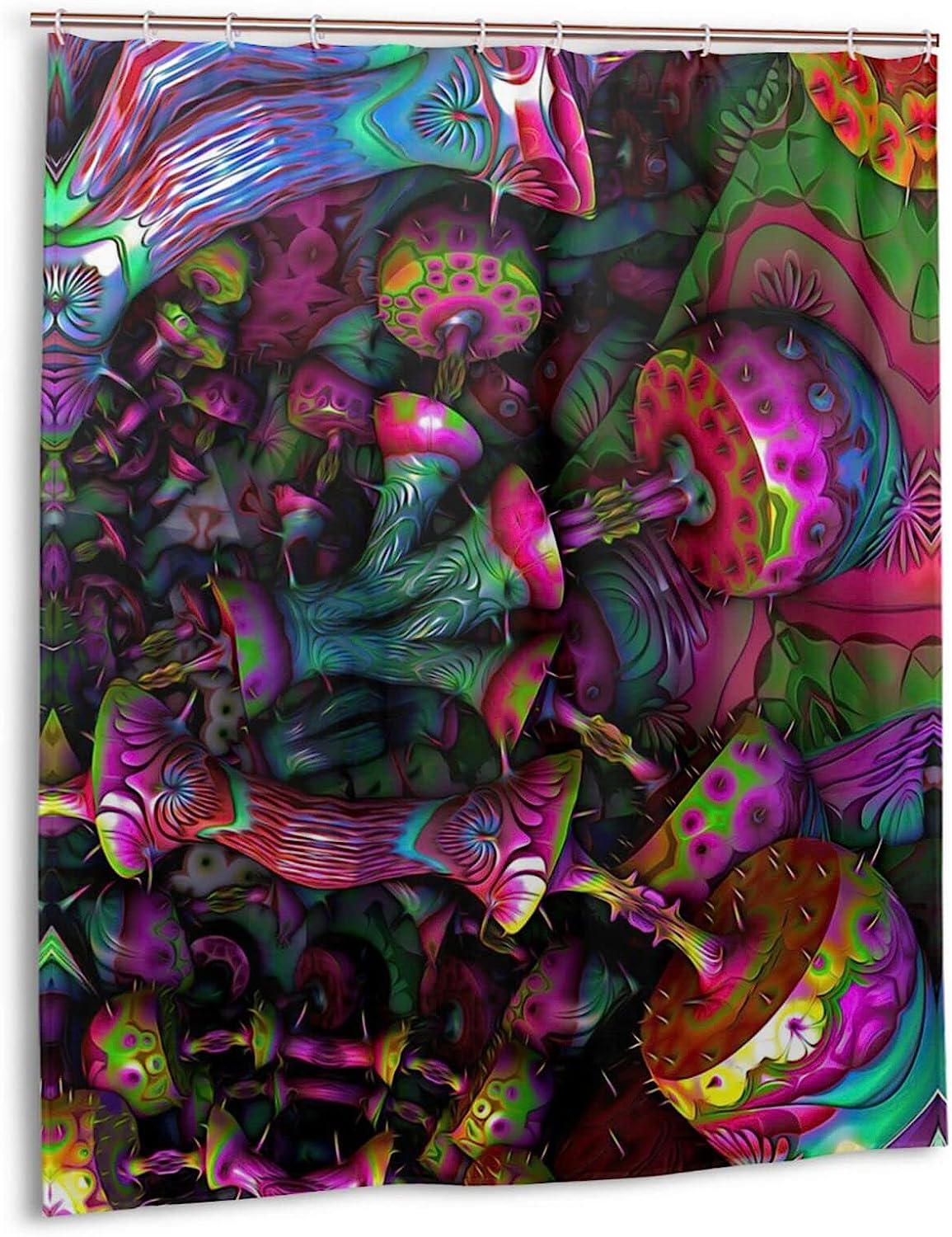 Funky and Unique Trippy Mushroom Shower Curtain with 3D Design
