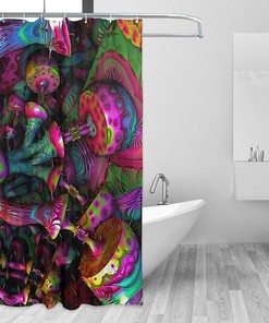 Funky and Unique Trippy Mushroom Shower Curtain with 3D Design