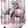 Funny African Elephant Shower Curtain with Wild Animal Love Design for Kids Bathroom 
