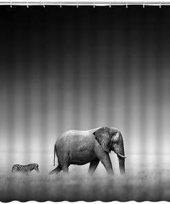 Funny African Wildlife Elephants Safari Shower Curtain for a Wild Bathroom