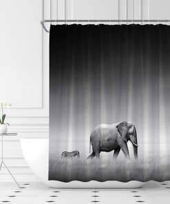 Funny African Wildlife Elephants Safari Shower Curtain for a Wild Bathroom