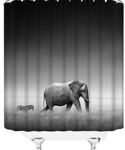 Funny African Wildlife Elephants Safari Shower Curtain for a Wild Bathroom