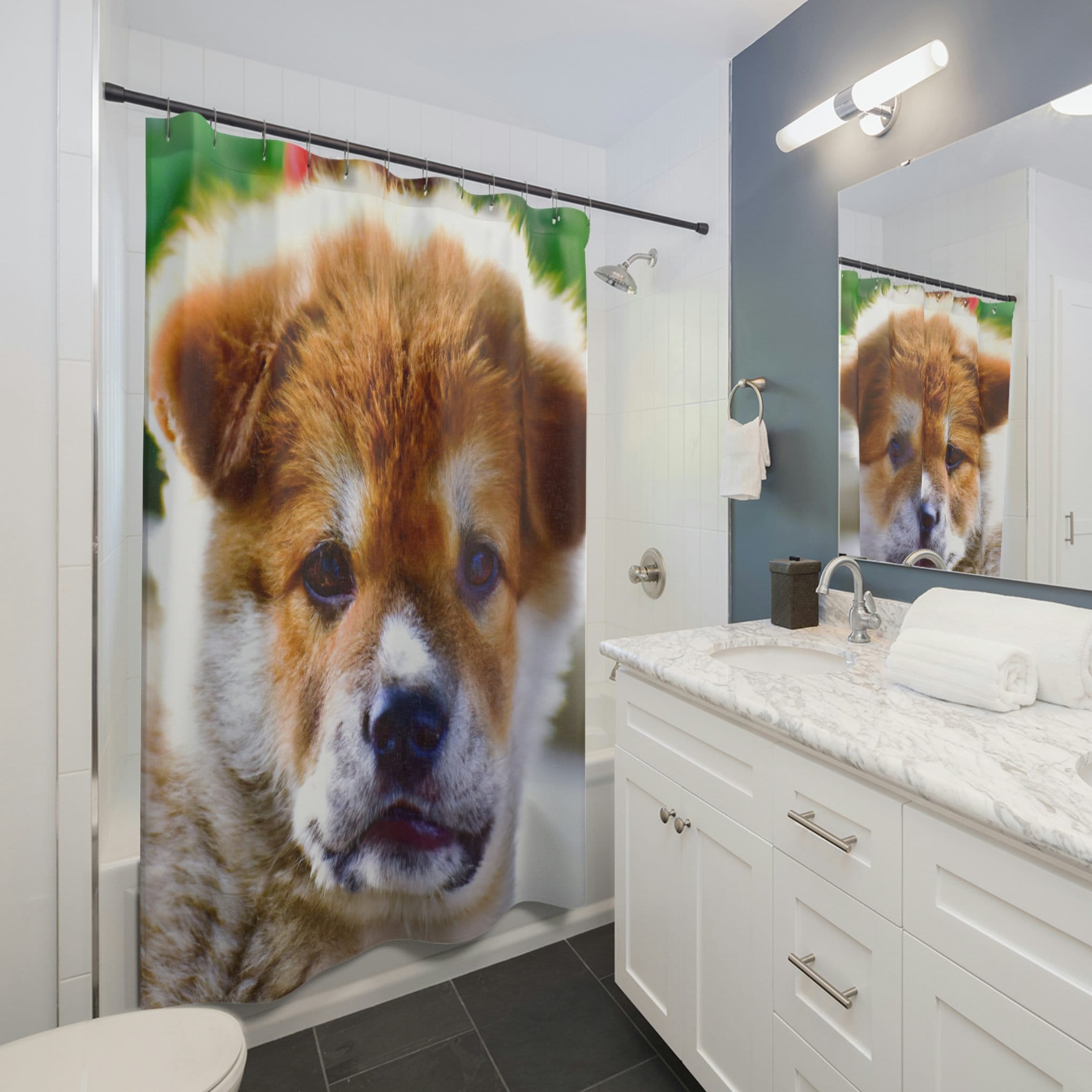 Funny And Adorable Dog Shower Curtain By Gianna Valenti For Bathroom Decor