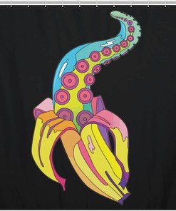 Funny And Cute Banana Octopus Shower Curtain With Unique Print Design, Ideal For Your Bathroom