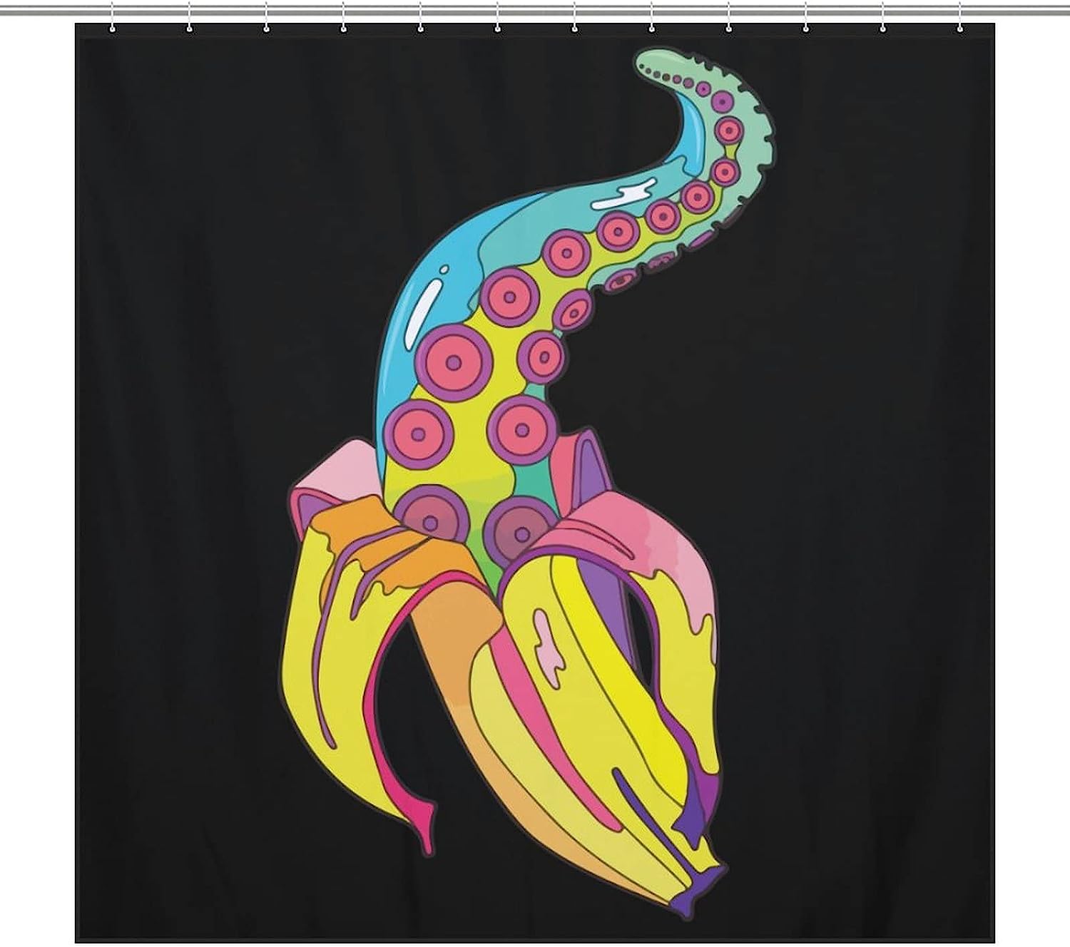 Funny And Cute Banana Octopus Shower Curtain With Unique Print Design, Ideal For Your Bathroom