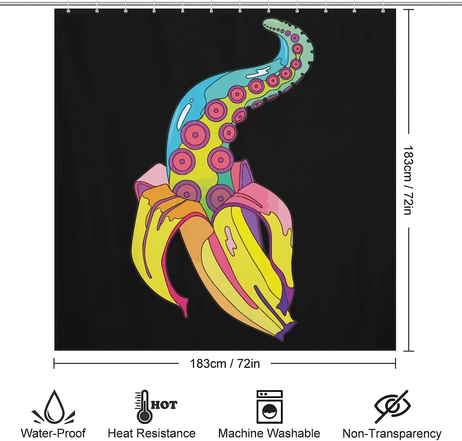 Funny And Cute Banana Octopus Shower Curtain With Unique Print Design, Ideal For Your Bathroom - Image 2