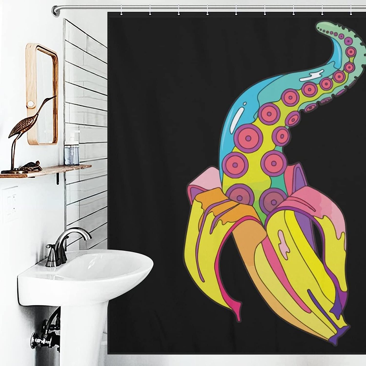Funny And Cute Banana Octopus Shower Curtain With Unique Print Design, Ideal For Your Bathroom - Image 4