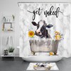 Funny Animal Cow Marble Texture Sunflower Shower Curtain for Bathroom Decor