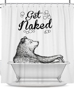 Funny Animal Get Naked Quote Shower Curtain For Farmhouse Bathroom Decor