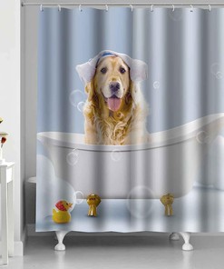 Funny Animal Puppy Dogs Cute Shower Curtain - Humorous Bathroom Decor