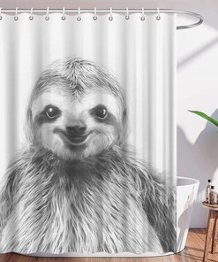 Funny Animal Sloth Sketch Pattern American Shower Curtain For Your Bathroom