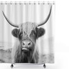 Funny Animal Wildlife Highland Cow Portrait Waterproof Fabric Shower Curtain