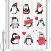 Funny Animal With Red Hat For Christmas Decoration Bath Curtains Waterproof With Cute Penguin Shower Curtain