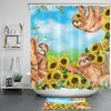 Funny Animals Watercolor Sloth Sunflower Shower Curtain for Bathroom
