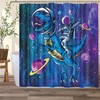 Funny Astronaut Dinosaur Shower Curtain for Kids Bathroom Curtains 