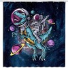 Funny Astronaut Riding Dinosaur Blue Galaxy Outer Space Planet Cute Hippie Creative Nursery Mayijon Shower Curtain