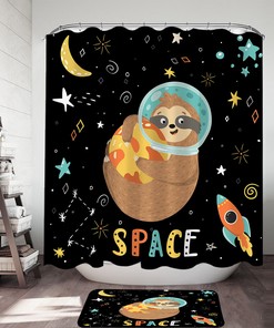 Funny Astronaut Sloth In Space Shower Curtain - A Whimsical Bathroom Addition