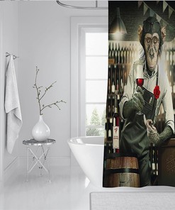 Funny Bartender Gorilla Monkey Modern Art Print Shower Curtain Bathroom Decor