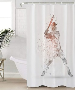 Funny Baseball Sport Line Painting Shower Curtain for Bathroom Decor