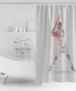Funny Baseball Sport Line Painting Shower Curtain for Bathroom Decor
