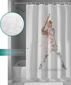 Funny Baseball Sport Line Painting Shower Curtain for Bathroom Decor