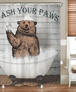 Funny Bear Animal Shower Curtain for Kids Bathroom Decor, Bear Print