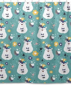 Funny Bears Shower Curtain Modern Home Bathroom Hotel Spa Decorations Waterproof Fabric