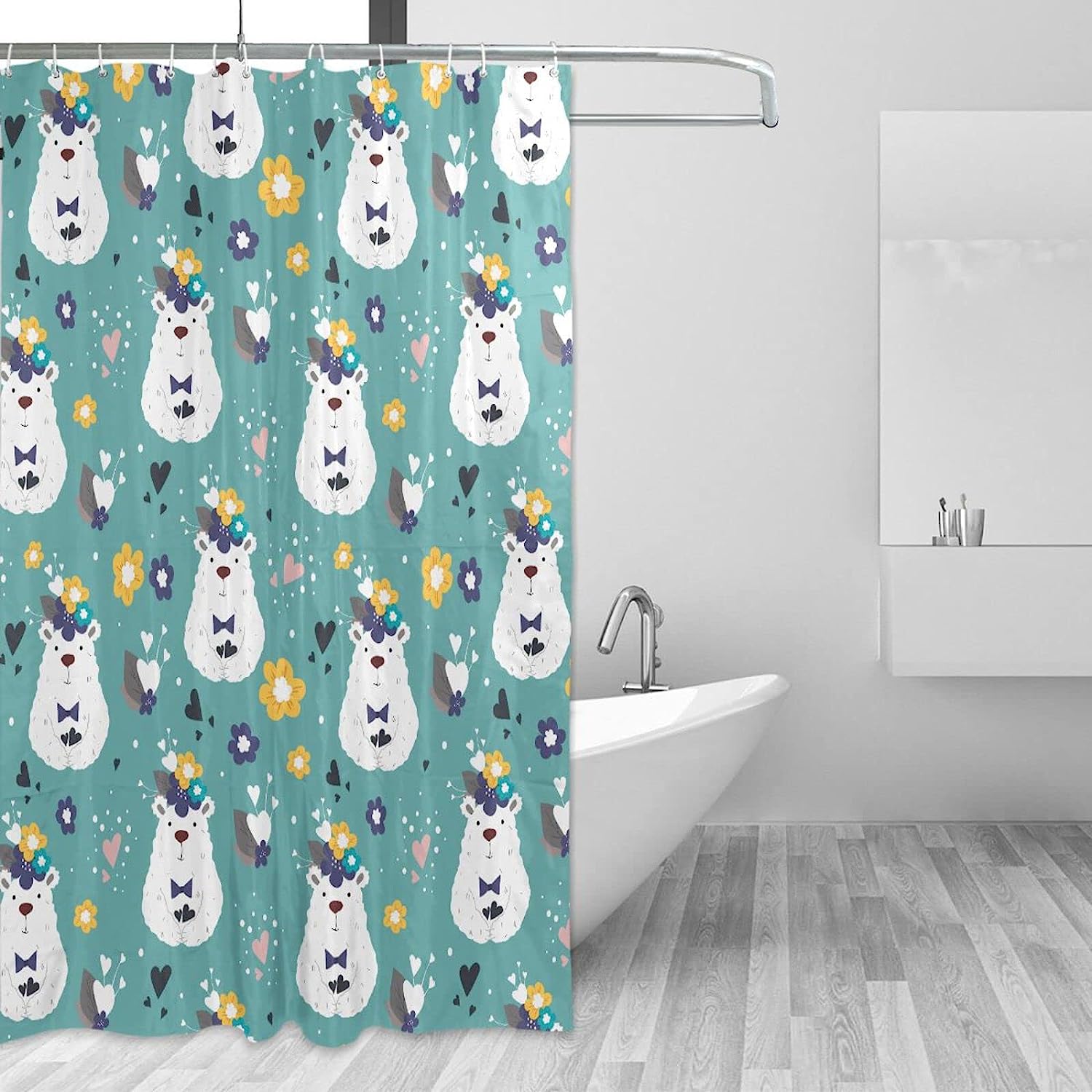 Funny Bears Shower Curtain Modern Home Bathroom Hotel Spa Decorations Waterproof Fabric