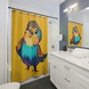 Funny Bird Yellow Shower Curtain With Cute Cartoon Animal Design, Bathroom Accessory