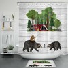 Funny Black Bear Cat Forest Camping Tent Shower Curtain For Bathroom Decor
