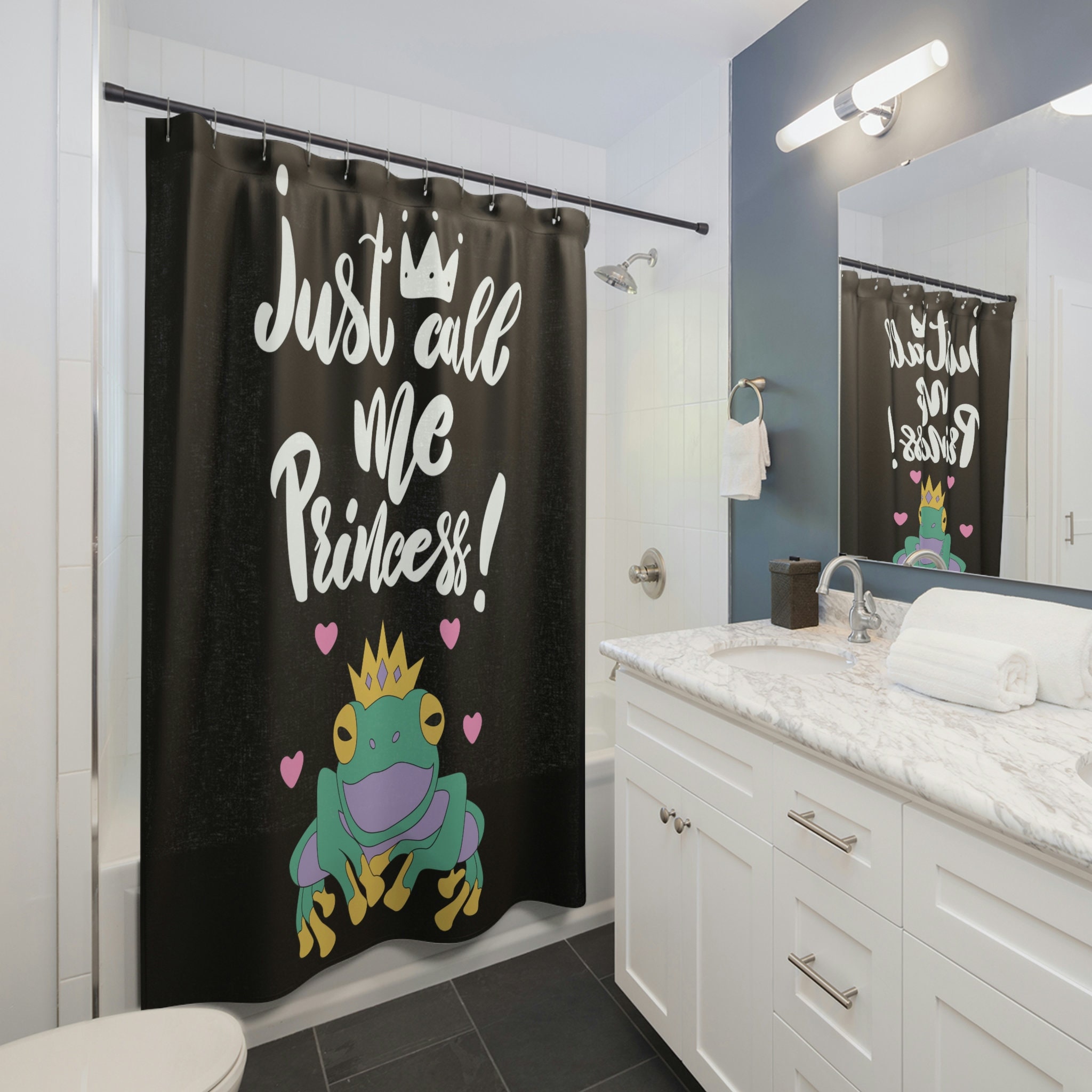 Funny Black Frog Lover Bathroom Shower Curtain
