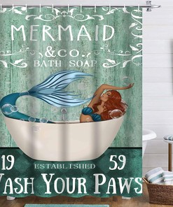 Funny Black Girl Mermaid Shower Curtain for Bathtub Cute Bathroom Decor and Accessories