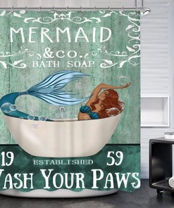 Funny Black Girl Mermaid Shower Curtain for Bathtub Cute Bathroom Decor and Accessories