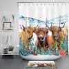 Funny Brown Highland Cow in Underwater World Shower Curtain for Bathroom Decor