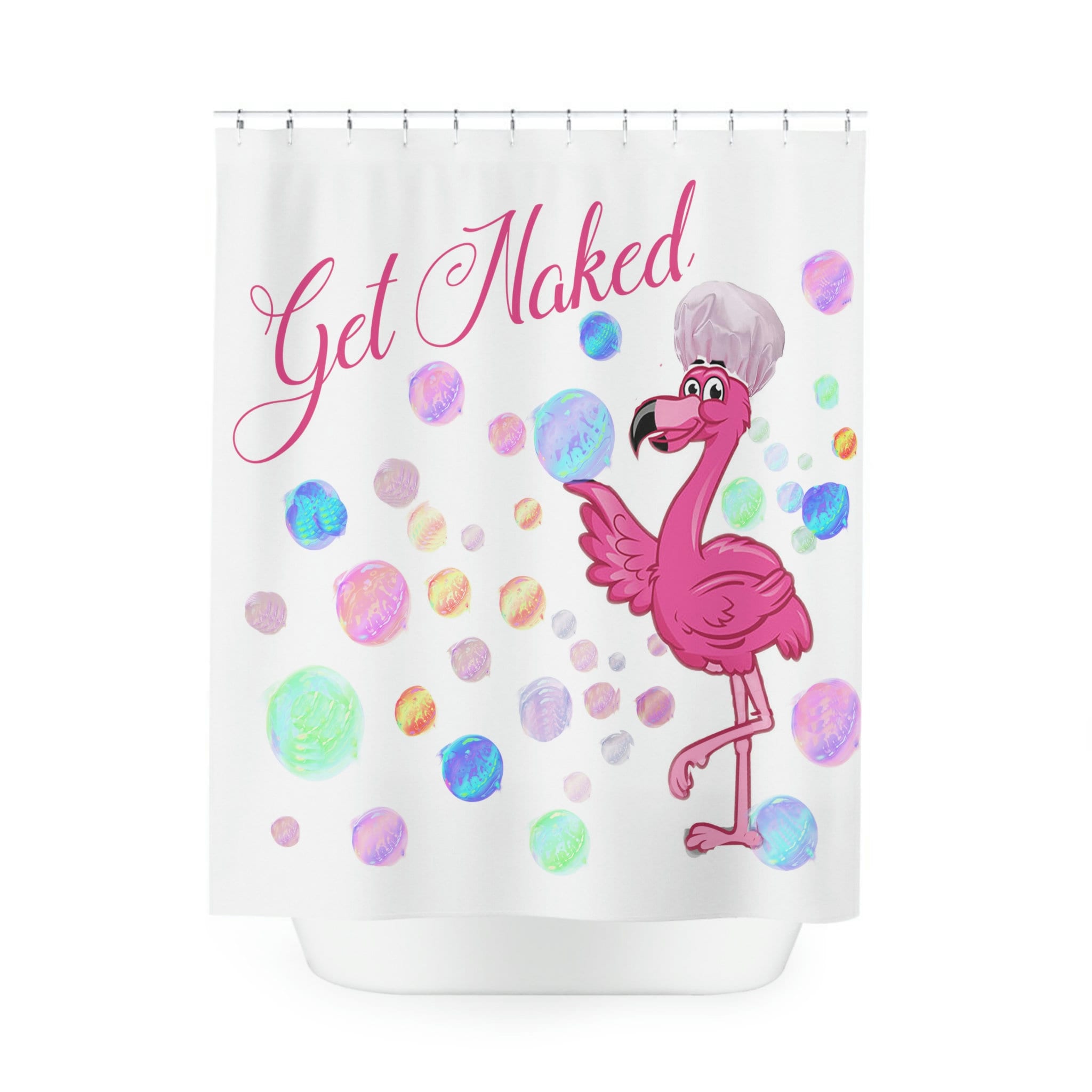 Funny Bubble Flamingo Get Naked Bath Shower Curtain For A Playful Bathroom