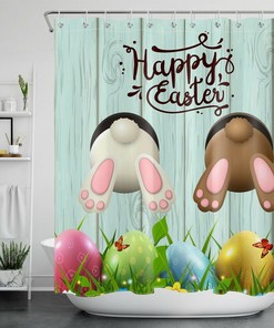 Funny Bunny Colorful Easter Eggs Shower Curtain For Bathroom Accessories