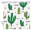 Funny Cactus Print Fabric Shower Curtain, White Bathroom Decor