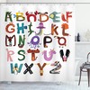 Funny Cartoon Alphabet Shower Curtain with Animals Typography - Shower Curtain Ideas