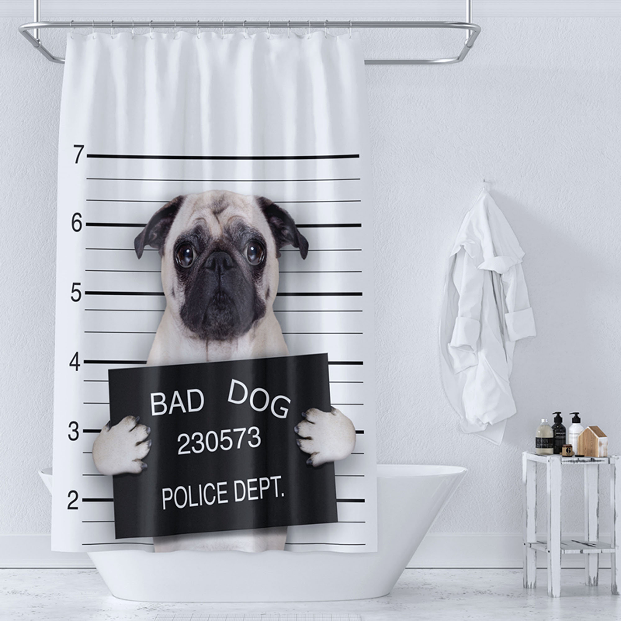 Funny Cartoon Animal Wind Shower Curtain, Creative Gift Idea