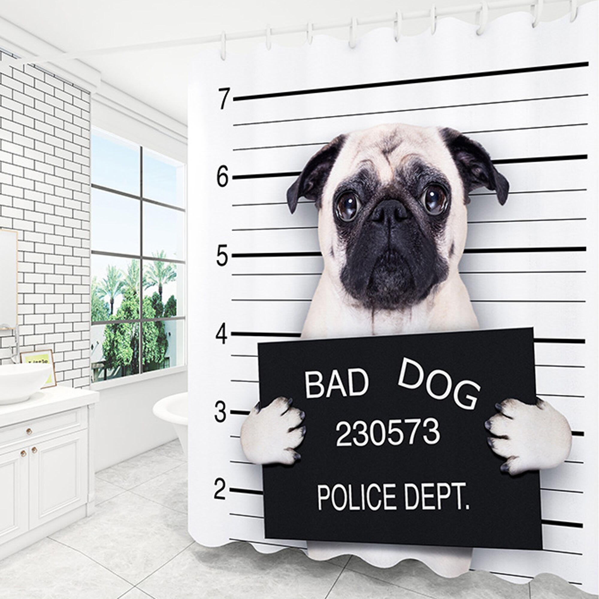 Funny Cartoon Animal Wind Shower Curtain, Creative Gift Idea