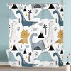Funny Cartoon Dinosaur Graffiti Print Shower Curtain for Boys Bathroom Decor by Riyidecor