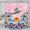 Funny Cat Shark Wave Fabric Shower Curtain - Bathroom Decor with Humor
